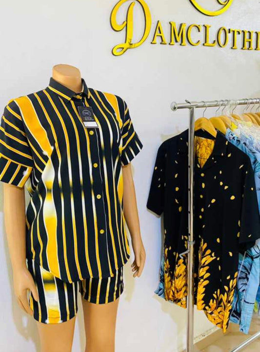 Retro Chic: Yellow Black Stripes Ladies T-Shirt"